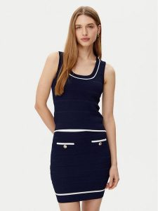 Marciano Guess Bluzka 5RGR03 5640Z Granatowy Regular Fit. Niebieskie bluzki Marciano Guess, s, z aplikacjami, z wiskozy, bez kołnierzyka, bez ramiączek. Za 219,99 zł.