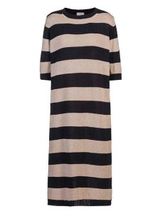 Herrlicher Sukienka dzianinowa "Yamila" w kolorze piaskowo-czarnym rozmiar: S. Czarne sukienki Herrlicher, na co dzień, s, bez wzorów, z dzianiny, bez kołnierzyka, bez ramiączek, maxi, proste. Za 144,24 zł.