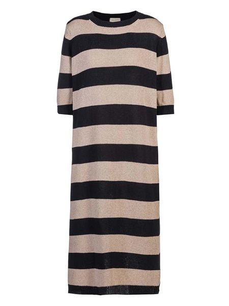 Herrlicher Sukienka dzianinowa "Yamila" w kolorze piaskowo-czarnym rozmiar: S. Czarne sukienki Herrlicher, na co dzień, s, bez wzorów, z dzianiny, bez kołnierzyka, bez ramiączek, maxi, proste. Za 162,87 zł.