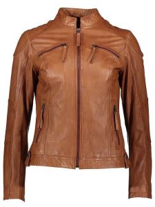 Apple of Eden Skórzana kurtka w kolorze jasnobrązowym rozmiar: 42. Brązowe kurtki Apple of Eden, bez wzorów, ze skóry, bez kaptura. Za 521,99 zł.