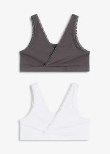 Biustonosz bustier dwustronny z miękką bawełną organiczną (2 szt.). Białe biustonosze bonprix, bez wzorów, z bawełny. Za 95,98 zł.