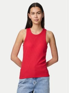 Pieces Top Ruka 17133673 Czerwony Slim Fit. Czerwone topy Pieces, s, bez wzorów, z bawełny, bez kołnierzyka, bez ramiączek. Za 39,99 zł.