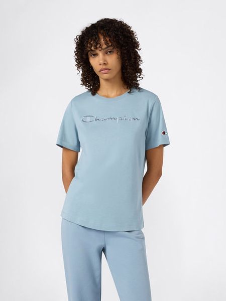 Champion Koszulka w kolorze błękitnym rozmiar: S. Niebieskie bluzki Champion, s, bez wzorów, z bawełny, bez kołnierzyka, bez ramiączek. Za 57,06 zł.