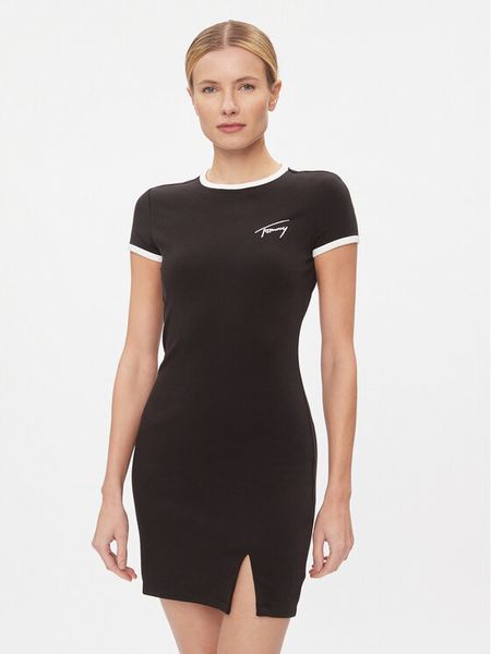 Tommy Jeans Sukienka codzienna Bodycon DW0DW17409 Czarny Slim Fit. Czarne kombinezony Tommy Jeans, na co dzień, s, bez wzorów, z bawełny, bez kołnierzyka, bez ramiączek, bodycon. Za 209,99 zł.
