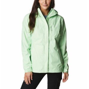 Kurtka przeciwdeszczowa turystyczna damska Columbia Pouring Adventure II Jacket. Zielone kurtki Columbia, m, bez wzorów, bez kaptura. Za 347,65 zł.