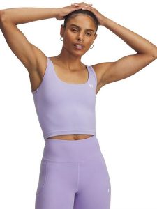 Under Armour Top funkcyjny w kolorze fioletowym rozmiar: XS. Różowe topy Under Armour, xs, bez wzorów, bez kołnierzyka, bez ramiączek. Za 73,93 zł.
