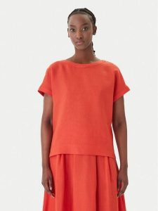 Marella T-Shirt Geyser 2615111132 Czerwony Regular Fit. Czerwone t-shirty Marella, bez wzorów, ze lnu, bez kołnierzyka, bez ramiączek. Za 299,99 zł.