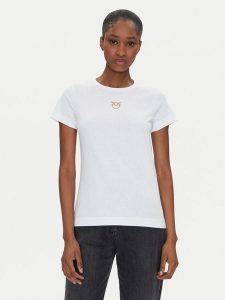 PINKO T-Shirt Bussolotto 100355 A2OD Biały Regular Fit. Białe t-shirty Pinko, s, bez wzorów, z bawełny, bez kołnierzyka, bez ramiączek. Za 239,99 zł.