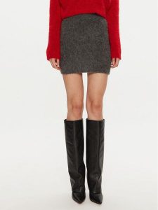 Gestuz Spódnica mini Sabi 10909540 Szary Regular Fit. Szare spódnice Gestuz, l, bez wzorów, z wełny, mini. Za 409,99 zł.