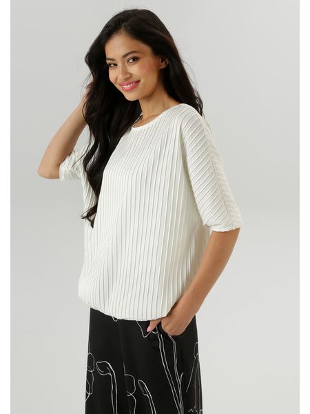 Aniston Koszulka w kolorze kremowym rozmiar: 42. Brązowe bluzki Aniston, bez wzorów, bez kołnierzyka, bez ramiączek. Za 52,30 zł.