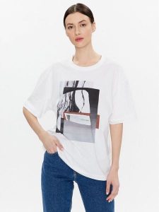 Calvin Klein T-Shirt Photo Print Graphic K20K204995 Biały Relaxed Fit. Białe t-shirty Calvin Klein, xl, bez wzorów, z bawełny, bez kołnierzyka, bez ramiączek. Za 169,99 zł.