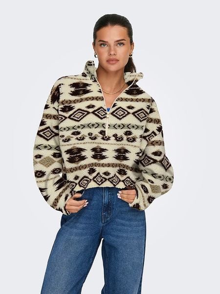 ONLY Bluza polarowa w kolorze beżowo-czarnym rozmiar: S. Brązowe bluzy ONLY, s, bez wzorów, z polaru, bez kaptura. Za 143,56 zł.