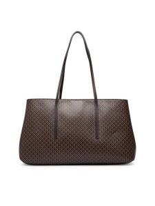 Calvin Klein Torebka Emblem Aop Medium Work Tote LV04F3786G Brązowy ciemny. Brązowe torebki klasyczne Calvin Klein, bez wzorów, ze skóry, bez dodatków. Za 649,99 zł.