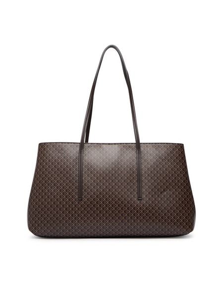 Calvin Klein Torebka Emblem Aop Medium Work Tote LV04F3786G Brązowy ciemny. Brązowe torebki klasyczne Calvin Klein, bez wzorów, ze skóry, bez dodatków. Za 585,99 zł.