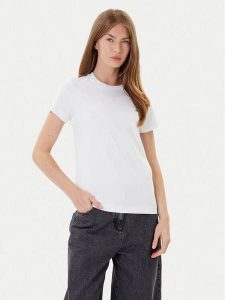 PINKO T-Shirt Bussolotto 100355 A2RD Biały Regular Fit. Białe t-shirty Pinko, m, bez wzorów, z bawełny, bez kołnierzyka, bez ramiączek. Za 280,99 zł.