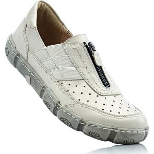 Wygodne półbuty skórzane wsuwane bonprix beżowy. Balerinki marki bonprix. Za 239,99 zł.