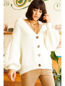 Olalook Kardigan w kolorze kremowym rozmiar: onesize. Brązowe kardigany Olalook, ze splotem. Za 105,63 zł.