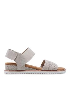 Skechers Sandały BOBS Desert Kiss 31440/OFWT Beżowy. Brązowe sandały Skechers, bez wzorów, z materiału, bez obcasa, na płaskiej podeszwie, bez zapięcia. Za 199,99 zł.