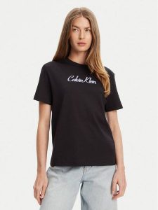 Calvin Klein Jeans T-Shirt Classic Logo LV047C854G Czarny Regular Fit. Czarne t-shirty Calvin Klein Jeans, l, bez wzorów, z bawełny, bez kołnierzyka, bez ramiączek. Za 99,99 zł.