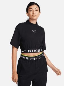 Nike Koszulka w kolorze czarnym rozmiar: M. Czarne bluzki Nike, m, bez wzorów, z bawełny, bez kołnierzyka, bez ramiączek. Za 109,78 zł.