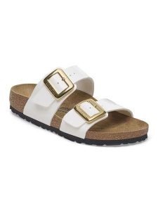 Birkenstock Klapki "Sydney" w kolorze białym rozmiar: 39. Białe klapki Birkenstock, bez wzorów, z otwartym noskiem, bez obcasa. Za 473,27 zł.
