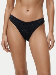 Guess Dół od bikini E6GO22 MC040 Czarny. Czarne bikini Guess, z aplikacjami, z syntetyku. Za 269,99 zł.