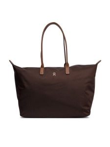 Tommy Hilfiger Torebka Popette Maxi Tote AW0AW17996 Brązowy. Brązowe torebki klasyczne TOMMY HILFIGER, bez wzorów, z materiału, bez dodatków. Za 449,99 zł.