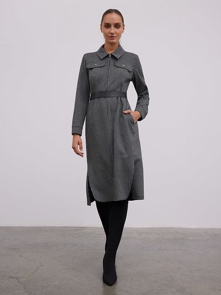 BGN Sukienka w kolorze czarno-szarym rozmiar: 34. Czarne sukienki BGN, na imprezę, bez wzorów, z tkaniny, bez kołnierzyka, bez ramiączek, midi. Za 122,09 zł.