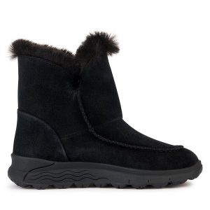 Śniegowce Geox. Czarne buty zimowe Geox, bez obcasa, bez zapięcia. Za 719,99 zł.