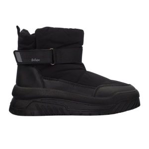 Buty Lee Cooper LCJ-24-47-3141LA czarne. Czarne buty zimowe z materiału, bez obcasa, bez zapięcia. Za 285,68 zł.
