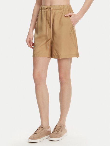 Marella Szorty materiałowe Borbona 2513141025 Beżowy Relaxed Fit. Brązowe szorty Marella, bez wzorów, z jedwabiu. Za 789,99 zł.