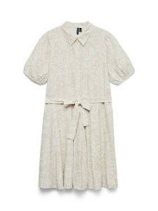 Vero Moda Sukienka w kolorze beżowo-białym rozmiar: XL. Brązowe sukienki Vero Moda, xl, bez wzorów, z bawełny, bez kołnierzyka, bez ramiączek, mini. Za 143,95 zł.