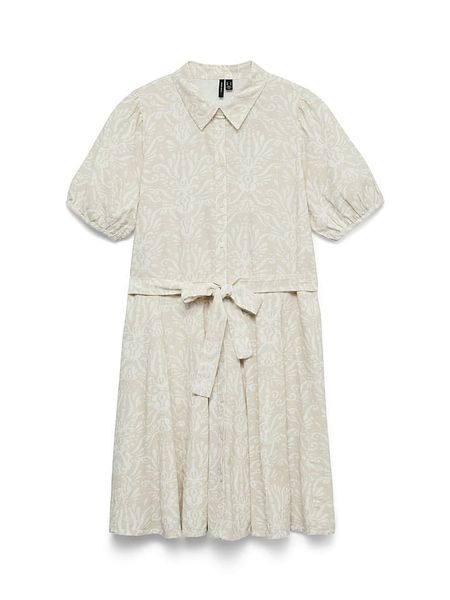 Vero Moda Sukienka w kolorze beżowo-białym rozmiar: XL. Brązowe sukienki Vero Moda, xl, bez wzorów, z bawełny, bez kołnierzyka, bez ramiączek, mini. Za 137,42 zł.