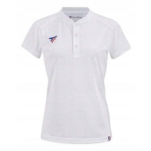Koszulka polo tenisowa damska Tecnifibre Team Mesh Polo. Białe bluzki TECNIFIBRE, bez wzorów, z meshu, sportowe, bez kołnierzyka, bez ramiączek. Za 250,00 zł.