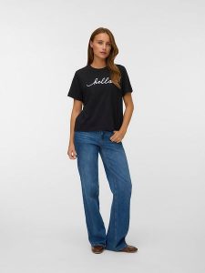 Vero Moda Koszulka w kolorze czarnym rozmiar: XL. Czarne bluzki Vero Moda, xl, bez wzorów, z bawełny, bez kołnierzyka, bez ramiączek. Za 61,46 zł.