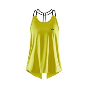 Damski tank top Craft Untmd Fit. Żółte topy Craft, bez wzorów, sportowe, bez kołnierzyka, bez ramiączek. W wyprzedaży za 145,00 zł.