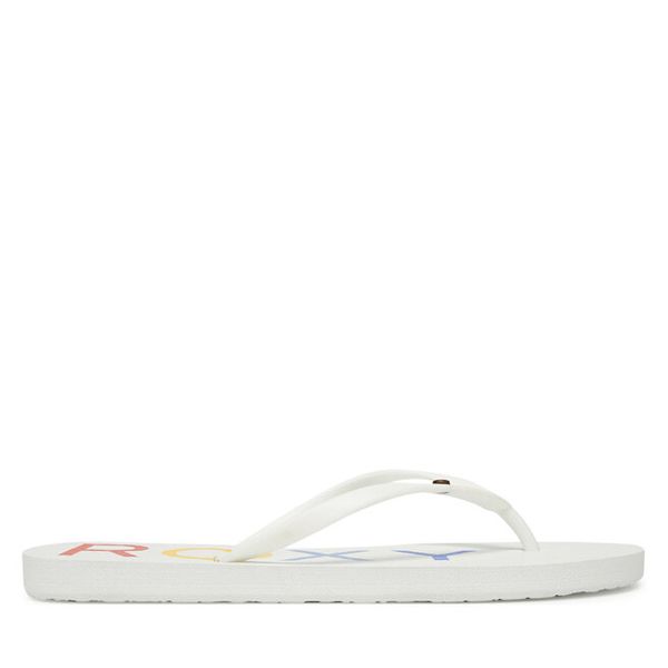 Japonki Roxy. Białe klapki Roxy, bez wzorów, bez obcasa. Za 79,99 zł.