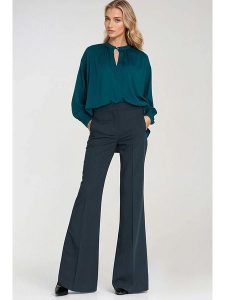 Nife Spodnie w kolorze niebieskim rozmiar: 42. Niebieskie spodnie z wysokim stanem Nife, bez wzorów, z materiału, z podwyższonym stanem. Za 187,95 zł.