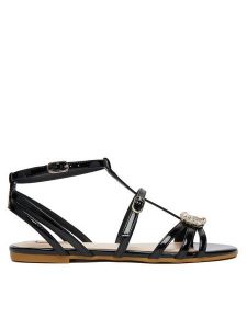 Liu Jo Sandały Sandy 08 SA6121 EX004 Czarny. Czarne sandały Liu Jo, bez wzorów, ze skóry, bez obcasa, na płaskiej podeszwie, bez zapięcia. Za 559,99 zł.