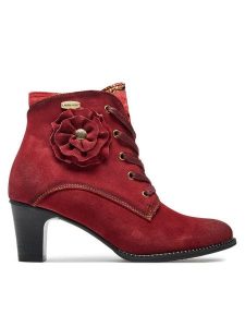 Laura Vita Trzewiki Elcodieo 01 Czerwony. Czerwone botki LAURA VITA, bez wzorów, ze skóry, bez obcasa, na słupku, bez zapięcia. Za 309,99 zł.