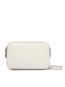 Calvin Klein Torebka Foil Logo Elongated Camera Bag LV04F3276G Biały. Białe listonoszki Calvin Klein, bez wzorów, ze skóry, bez dodatków. Za 409,99 zł.