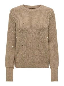 ONLY Sweter w kolorze jasnobrązowym rozmiar: M. Brązowe swetry oversize ONLY, m, bez wzorów, ze splotem, bez ramiączek. Za 83,22 zł.