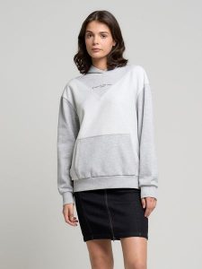 Bluza damska z kapturem szara Kaitlyn 901. Szare bluzy Big Star, na jesień, l, bez wzorów, z bawełny, z kapturem. W wyprzedaży za 159,99 zł.