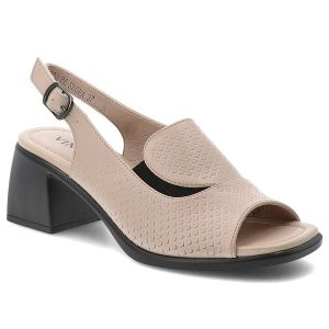 Sandały damskie Vinceza, cholewka ze skóry naturalnej licowej odkryty przód elegancki fason stabilny obcas, beżowe, 66920. Brązowe sandały VINCEZA, bez wzorów, ze skóry, bez obcasa, na obcasie, bez zapięcia. Za 159,00 zł.