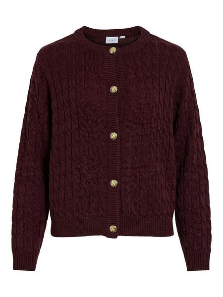 Vila Kardigan "Vipenne" w kolorze bordowym rozmiar: S. Czerwone kardigany Vila, ze splotem. Za 113,63 zł.