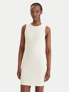 Calvin Klein Jeans Sukienka codzienna LV047F235G Żółty Slim Fit. Żółte kombinezony Calvin Klein Jeans, na co dzień, m, bez wzorów, z bawełny, bez kołnierzyka, bez ramiączek, proste. Za 369,99 zł.