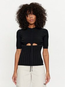 Silvian Heach Sweter GPP24269MA Czarny Slim Fit. Czarne swetry klasyczne Silvian Heach, s, z wiskozy, bez kołnierzyka. Za 219,99 zł.