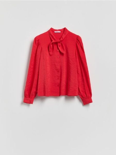 Koszula z modalem - czerwony. Czerwone koszule Reserved, l, bez wzorów, z tkaniny, bez kołnierzyka, bez ramiączek. Za 119,99 zł.