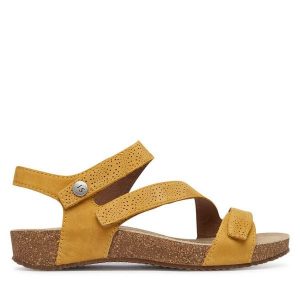 Sandały Josef Seibel. Żółte sandały Josef Seibel, bez wzorów, bez obcasa, na płaskiej podeszwie, bez zapięcia. Za 439,99 zł.