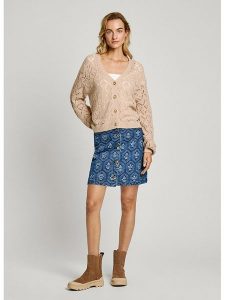 Pepe Jeans Kardigan w kolorze beżowym rozmiar: XL. Brązowe kardigany Pepe Jeans, z jeansu. Za 215,21 zł.